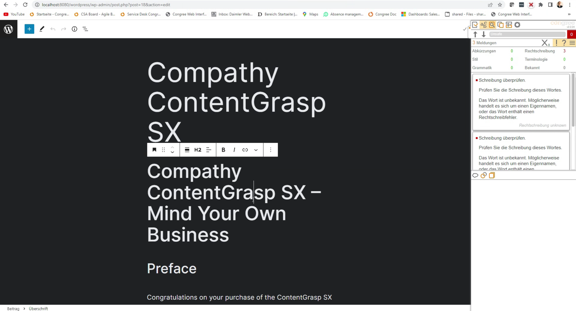Congree Connect – Congree Language Checker in WordPress